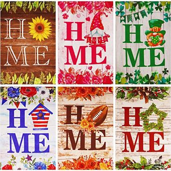 G128 Heart of the Home Welcome Garden Flag Bundle 6 pc Printed 12x18IN