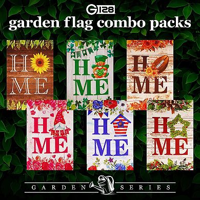G128 Heart of the Home Welcome Garden Flag Bundle 6pcs Printed 12x18IN