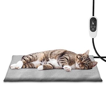 Pet Heating Pad 27.56x15.75 in 6 Temp with Timer Waterproof Dog Cat Bed Heated Mat