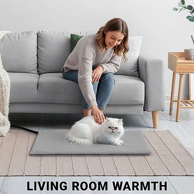 Pet Heating Pad 27.56x15.75IN, 6 Temp with Timer Waterproof Dog Cat Bed Heated Mat