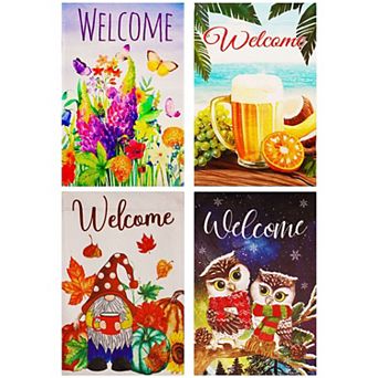 G128 Four Seasons of Joy Garden Flag Set 4 pc Printed 12x18IN