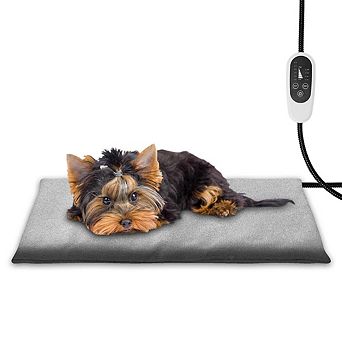 Pet Heating Pad 17.72x15.75 in 6 Temp with Timer Waterproof Dog Cat Bed Heated Mat