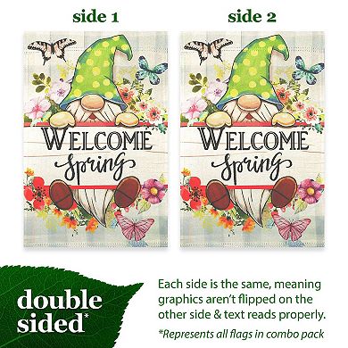 G128 Whimsical Wonders Holiday Gnome Garden Flag Set 4pcs Printed 12x18IN