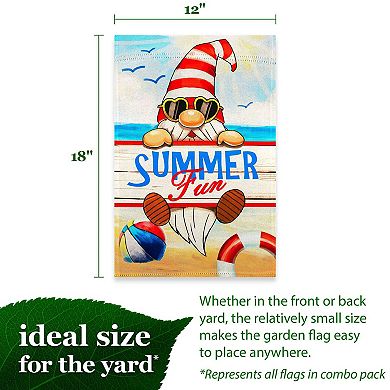 G128 Whimsical Wonders Holiday Gnome Garden Flag Set 4pcs Printed 12x18IN