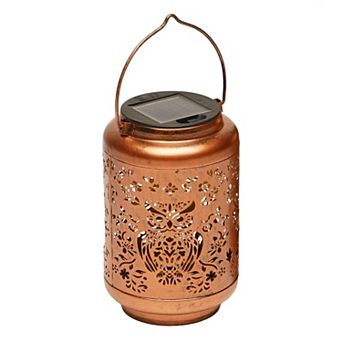 G128 Solar Owl Outdoor Lantern, Metal Waterproof Outdoor Hanging Lantern with LED Lights
