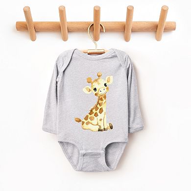Watercolor Giraffe - Baby Long Sleeve Bodysuit