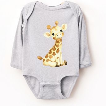 Watercolor Giraffe - Baby Long Sleeve Bodysuit