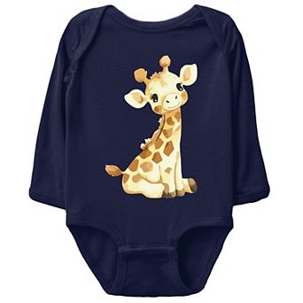 Watercolor Giraffe - Baby Long Sleeve Bodysuit
