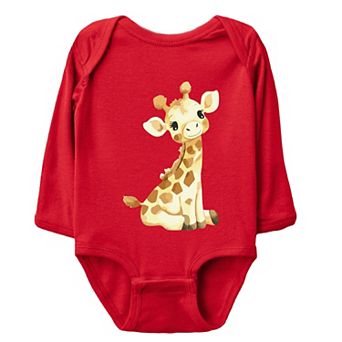 Watercolor Giraffe - Baby Long Sleeve Bodysuit
