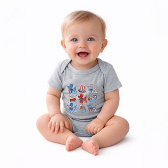 Patriotic Balloon Animal Chart - Baby Short Sleeve Graphic Bodysuit