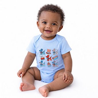 Patriotic Balloon Animal Chart - Baby Short Sleeve Graphic Bodysuit