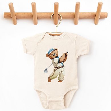 Watercolor Golf Bear - Baby Short Sleeve Graphic Bodysuit