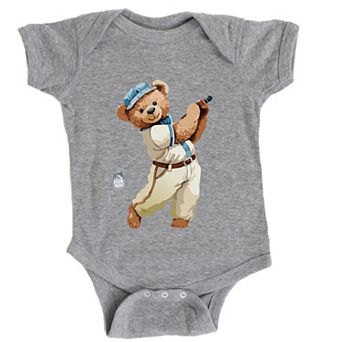 Watercolor Golf Bear - Baby Short Sleeve Graphic Bodysuit