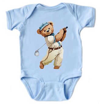 Watercolor Golf Bear - Baby Short Sleeve Graphic Bodysuit
