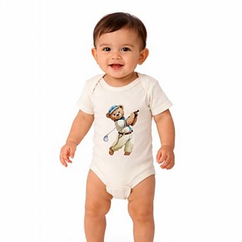 Watercolor Golf Bear - Baby Short Sleeve Graphic Bodysuit