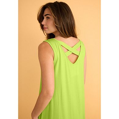 Roaman's Women's Plus Size Ultra Drape V-Neck Hi-Low X-Back Tunic Tank