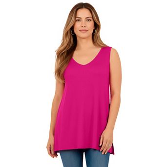 Roaman's Women's Plus Size Ultra Drape V-Neck Hi-Low X-Back Tunic Tank