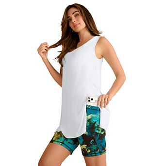 Roaman's Women's Plus Size Ultra Drape V-Neck Hi-Low X-Back Tunic Tank