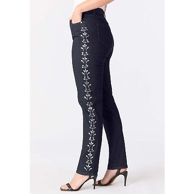 Roaman's Women's Plus Size Embellished Straight-Leg Jean