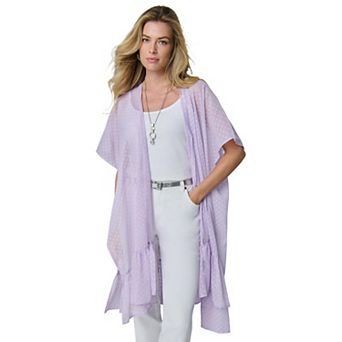 Roaman's Women's Swiss Dot Ruffle Shawl