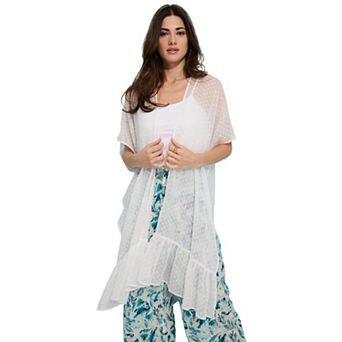 Roaman's Women's Swiss Dot Ruffle Shawl