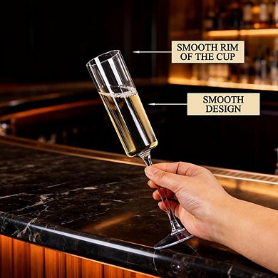 Great Ambitions 24-Pack 6oz Clear Plastic Champagne Flutes, Square Disposable Party Glasses