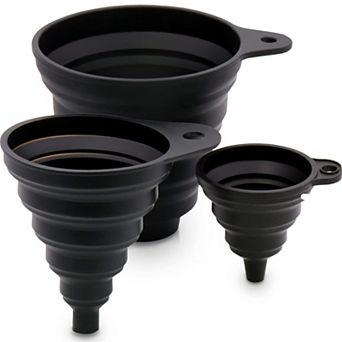 3 Pack Silicone Kitchen Funnel Set Collapsible Food Grade Bottle Funnel