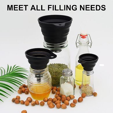 3 Pack Silicone Kitchen Funnel Set Collapsible Food Grade Bottle Funnel