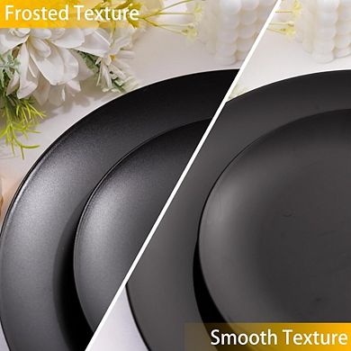 150-Pack Black Disposable Plates Set, 10.25" & 7.5" Heavy Duty Frosted Plastic with Silverware