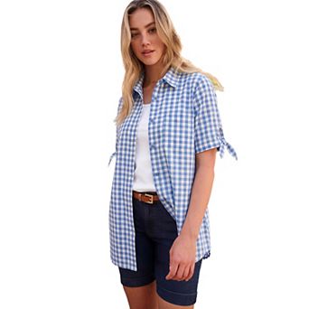 Roaman's Women's Plus Size French Check Shirt