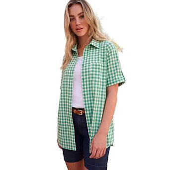 Roaman's Women's Plus Size French Check Shirt
