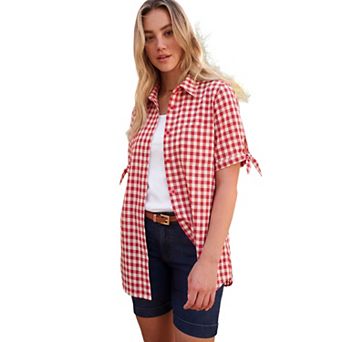 Roaman's Women's Plus Size French Check Shirt