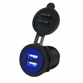 12V Dual USB Car Charger Socket 2.1A LED Waterproof Power Outlet