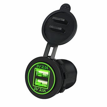 12V Dual USB Car Charger Socket 2.1A LED Waterproof Power Outlet