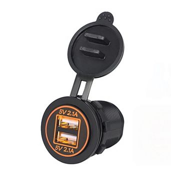 12V Dual USB Car Charger Socket 2.1A LED Waterproof Power Outlet