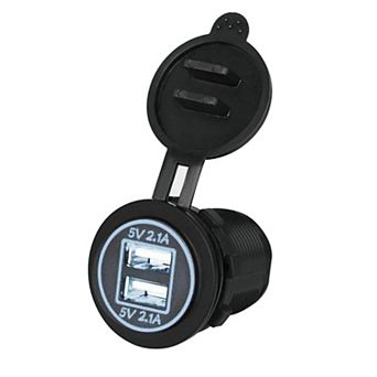 12V Dual USB Car Charger Socket 2.1A LED Waterproof Power Outlet