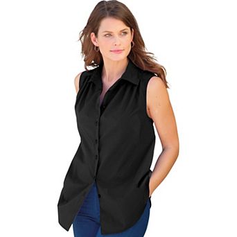 Roaman's Women's Plus Size Extended Plus Size Kate Sleeveless Shirt