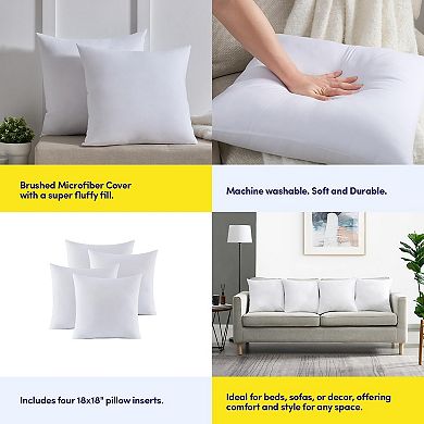18X18 Pillow Inserts -Throw Pillow Set -Cushion Inserts for Decorative Throw Pillows Covers -4 Pack