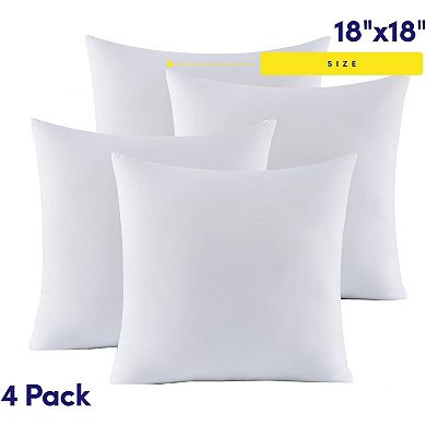 18X18 Pillow Inserts -Throw Pillow Set -Cushion Inserts for Decorative Throw Pillows Covers -4 Pack