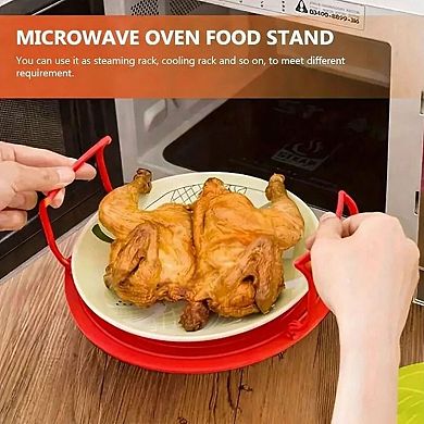 4 in 1 Microwave Tray Stand Splatter Guard Rack 9.25 Inch Kitchen Tool