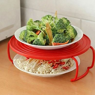 4 in 1 Microwave Tray Stand Splatter Guard Rack 9.25 Inch Kitchen Tool