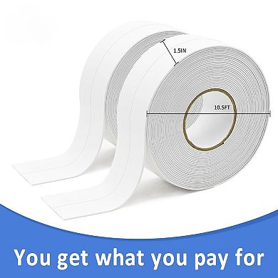 Caulk Tape Self Adhesive,Easy to Install Caulking Tape for Bathroom Peel 2Rolls*White*1.5IN-10.5FT