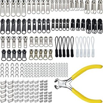 252 pc Zipper Repair Kit Replacement Sliders Pulls with Pliers