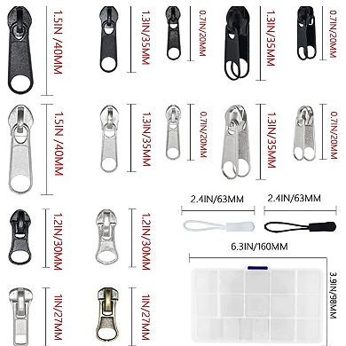 252 Piece Zipper Repair Kit Replacement Sliders Pulls with Pliers
