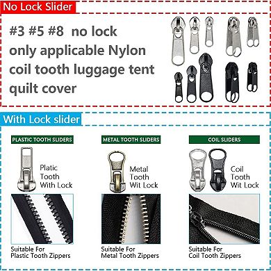 252 Piece Zipper Repair Kit Replacement Sliders Pulls with Pliers