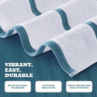 White Classic 100% Cotton Striped Oversized Beach Towels 35x70" - 3 Pack
