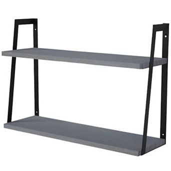2 tier Floating Wall Shelves Rustic Wood Storage Decor Shelf Set