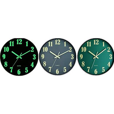 12 Inch Glow in the Dark Wall Clock Silent Non Ticking Battery Operated