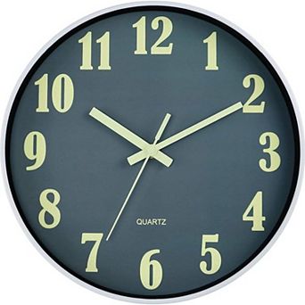 12 Inch Glow in the Dark Wall Clock Silent Non Ticking Battery Operated