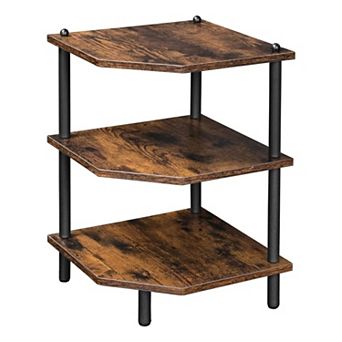 3 tier Corner Shelf Organizer Rustic Wood Desktop Storage Rack